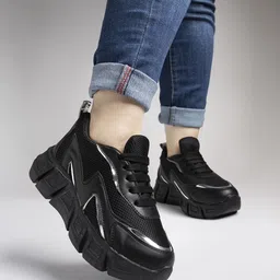 Shoetopia Women Black Running Non-Marking Shoes-image-52