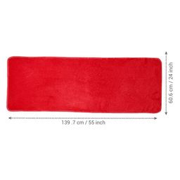 TIED RIBBONS Red Solid Rectangular Soft Fur Anti-Skid Floor Runner image 3