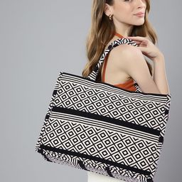 Mast & Harbour Geometric Textured Shopper Tote Bag-9