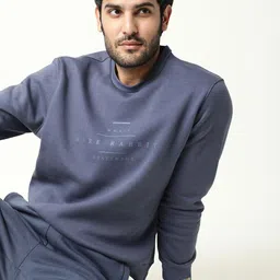RARE RABBIT Men Pearlz Slim Fit Printed Round Neck Sweatshirt-image-97