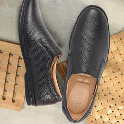 FAUSTO Men Textured Broad-Toe Leather Slip-On Formal Shoes-picture-34
