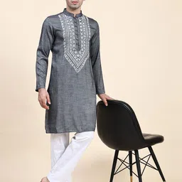HOUSE OF KARI Mandarin Collar Chikankari Pure Cotton Kurta-picture-38