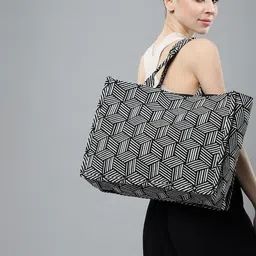 Mast & Harbour Geometric Printed Oversized Shopper Tote Bag-1