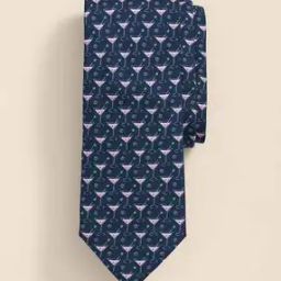 Men Martini Motif Silk Tie-image-3