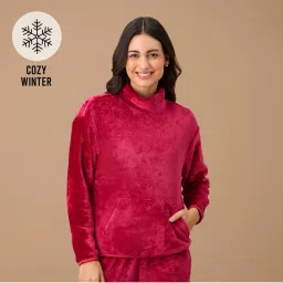 Nykd By Nykaa Luxe Fur Sweatshirt - NYS122 - Red-picture-39