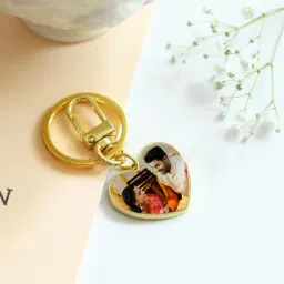Endearing Memories Personalized Heart-Shaped Gold Keychain-11