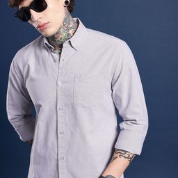 BS BLUE SQUAD Solid Slim Fit Oxford Cotton Shirt-image-92
