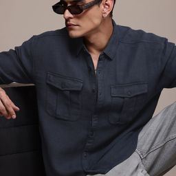 The Roadster Life Co. Pure Cotton Self Design Chevron Relaxed Fit Casual Shirt-image-56