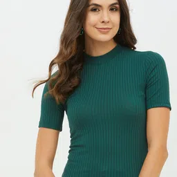 Harpa Women Green Striped Fitted Top-image-56