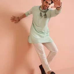 KISAH Mandarin Collar Regular Kurta With Trousers-image-67