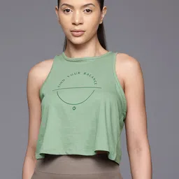 HRX by Hrithik Roshan Printed Pure Cotton Yoga T-shirt with Knotted-Back-image-50