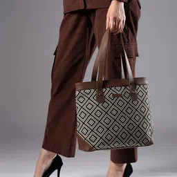 ENSAC Women Geometric Printed Structured Cotton Shoulder Bag-18