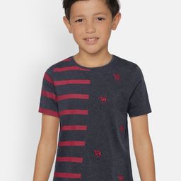 LAdore Boys Grey & Red Printed Round Neck T-shirt-5