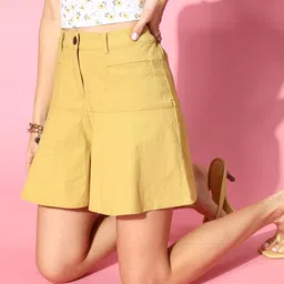 Athena Women Mustard Shorts-image-91