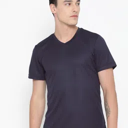 DS WORLD Men Black Solid V-Neck T-shirt-image-50