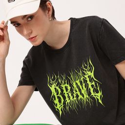 DressBerry Urban Fearless Printed Washed T-shirt-image-42