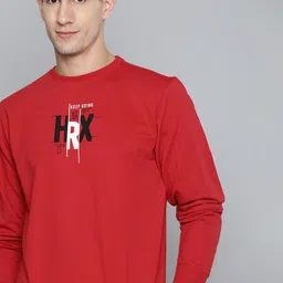 HRX by Hrithik Roshan Men Red Brand Logo Printed Sweatshirt-image-71