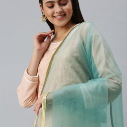 flaher Women Blue Gotta Patti Net Dupatta-picture-36