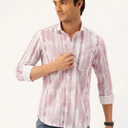 Integriti Pure Cotton Slim Fit Tropical Printed Textured Casual Shirt-image-68