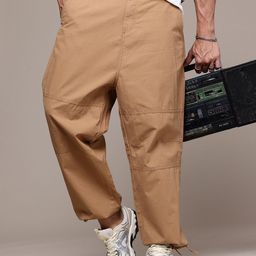 The Roadster Lifestyle Co. Men Relaxed Pure Cotton Loose Fit Parachute Trousers-image-57