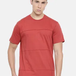 ARISE Men Rust Red Solid Round Neck Pure Cotton T-shirt-10