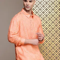 House of Pataudi Floral Printed Pathani Jashn Kurta-20