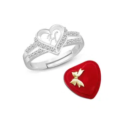 Lila Silver-Plated CZ-Studded Adjustable Finger Ring-19