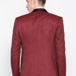 RG DESIGNERS Men Maroon Solid Single-Breasted Formal Blazer image 3