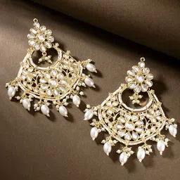 Peora Gold-Plated Kundan Contemporary Chandbalis-53