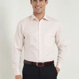 Allen Solly Peach Regular Fit Checks Shirt-image-77