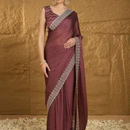 Saree Mall Maroon Embroidered Sarees With Unstitched Blouse-image-30
