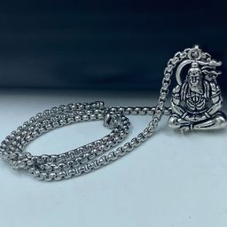 APUNKA D FASHION Men Silver-Plated Oxidized Hanuman Meditating-Charm Pendant With Chain-49