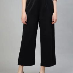 FITHUB Black Relaxed Fit High Rise Trousers-image-30