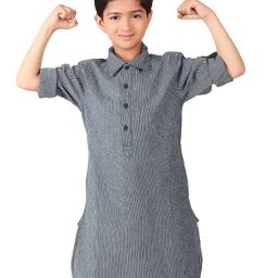 Fabindia Kids Blue Striped Full Sleeves Pathani Kurta-image-43