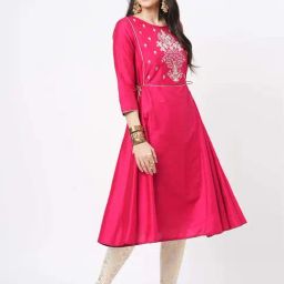 #Be Fuschia Embroidered A Line kurta-image-39