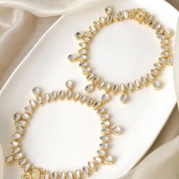 Teejh Haritha Mirror Gold Pair of Anklet-image-17
