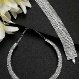 YouBella Stylish Crystal Necklace & Bracelet Combo-47