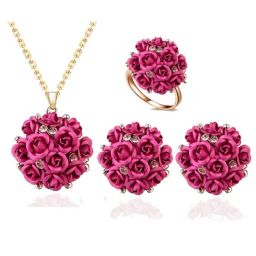 YouBella Gold Plated Stylish Floral Pink Jewellery Set-25