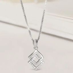 Zavya 925 Silver CZ Rhodium Plated Eternal Sparkle Pendant with Chain for Women-image-86