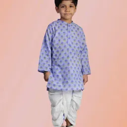 Tippy Top Kids Purple & White Floral Print Full Sleeves Kurta with Dhoti-picture-25