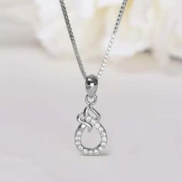 Zavya 925 Silver Embraced Eternal Sparkle Rhodium Plated Pendant with Chain for Women-image-44