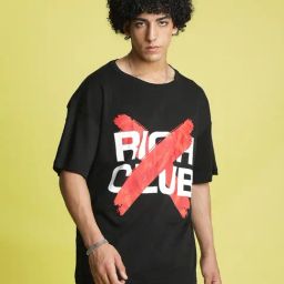 Bene Kleed Black Printed Drop-Shoulder Sleeves T-Shirt-image-28