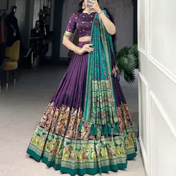 A TO Z CART Printed Ready to Wear Lehenga & Unstitched Blouse With Dupatta-picture-0