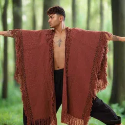 CRYSTAL HEAL Men Colourblocked Lightweight Longline Cape Jacket-picture-52