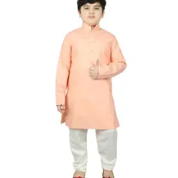 SG Yuvraj Kids Peach & White Solid Kurta with Pyjamas-image-102