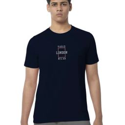 Bullmer Navy Cotton Regular Fit Printed T-Shirt-picture-7