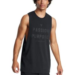 Under Armour Black Cotton Regular Fit Printed Tank Tee-image-125