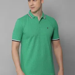 Louis Philippe Sport Light Green Cotton Slim Fit Polo T-Shirt-image-22