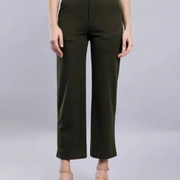 Anvi Be Yourself Olive Straight Fit Mid Rise Trousers-picture-42