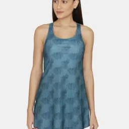 Zelocity by Zivame Blue Printed Swimdress-image-75